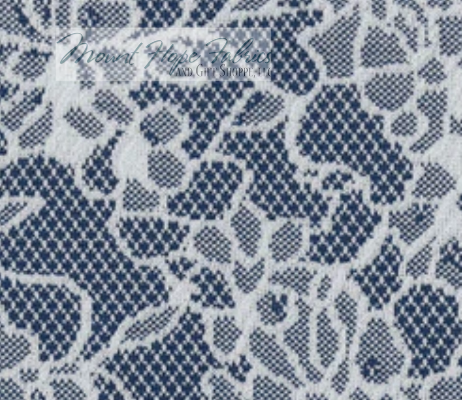 Lace Floral Knit- Navy - Mt Hope Fabrics and Gift Shoppe