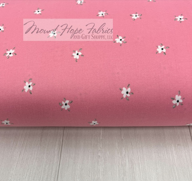 Double Brushed Poly- 606 Pink Floral - Mt Hope Fabrics and Gift Shoppe